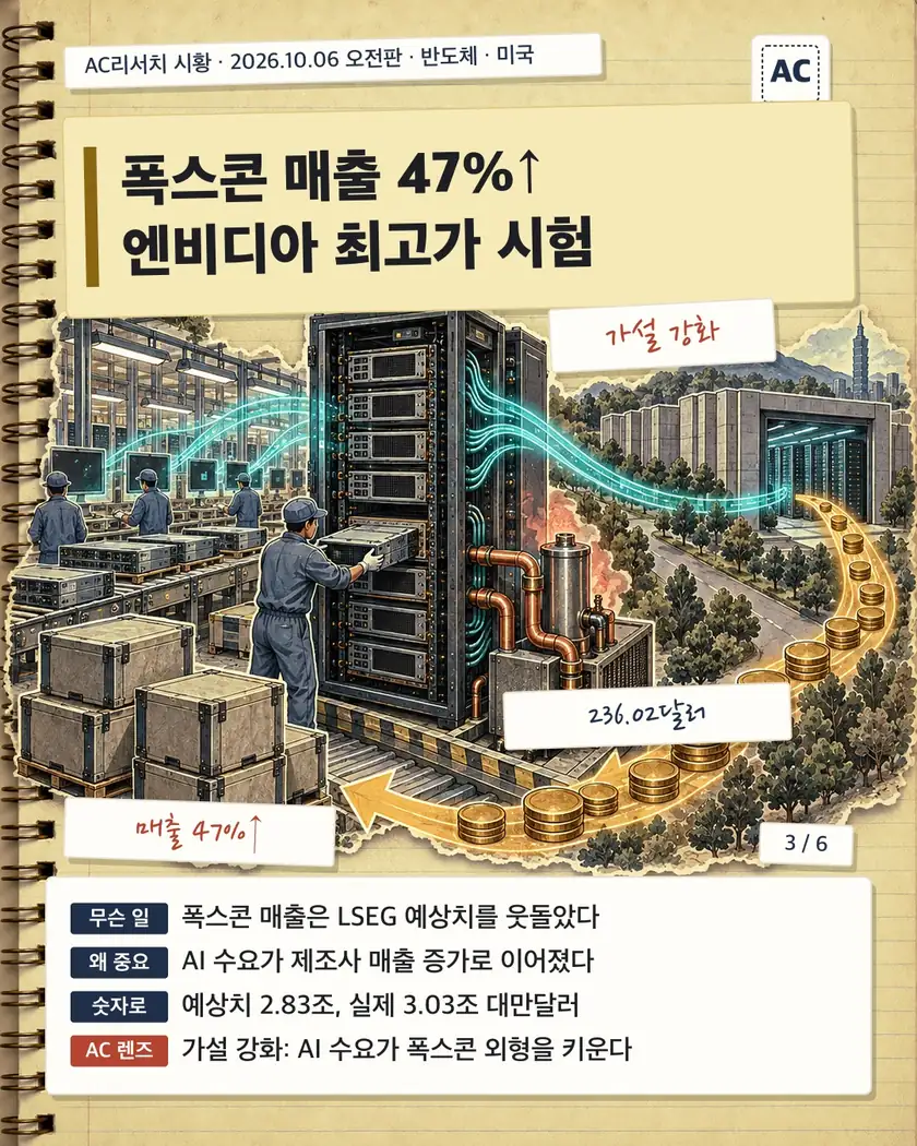 폭스콘 매출 47%↑ 엔비디아 최고가 시험