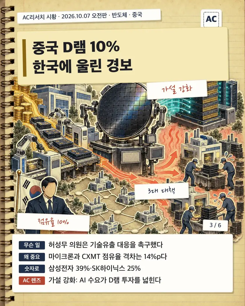 중국 D램 10% 한국에 울린 경보