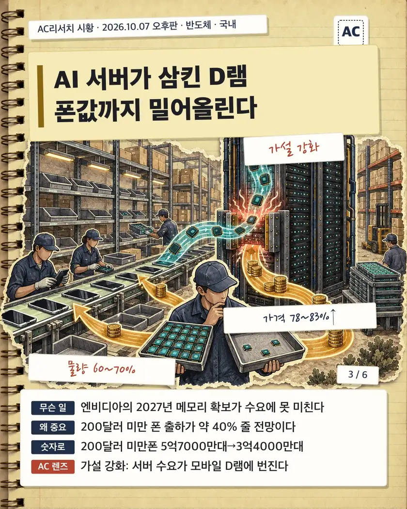 AI 서버가 삼킨 D램 폰값까지 밀어올린다