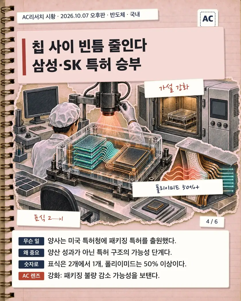 칩 사이 빈틈 줄인다 삼성·SK 특허 승부
