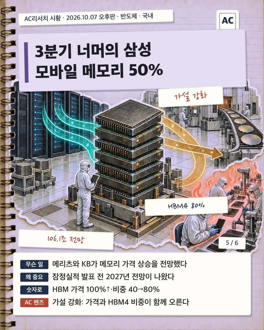 3분기 너머의 삼성 모바일 메모리 50%