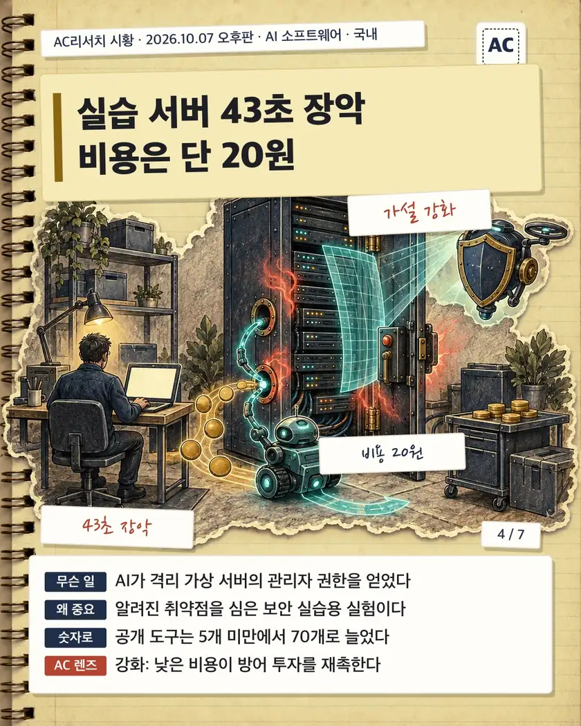 실습 서버 43초 장악 비용은 단 20원