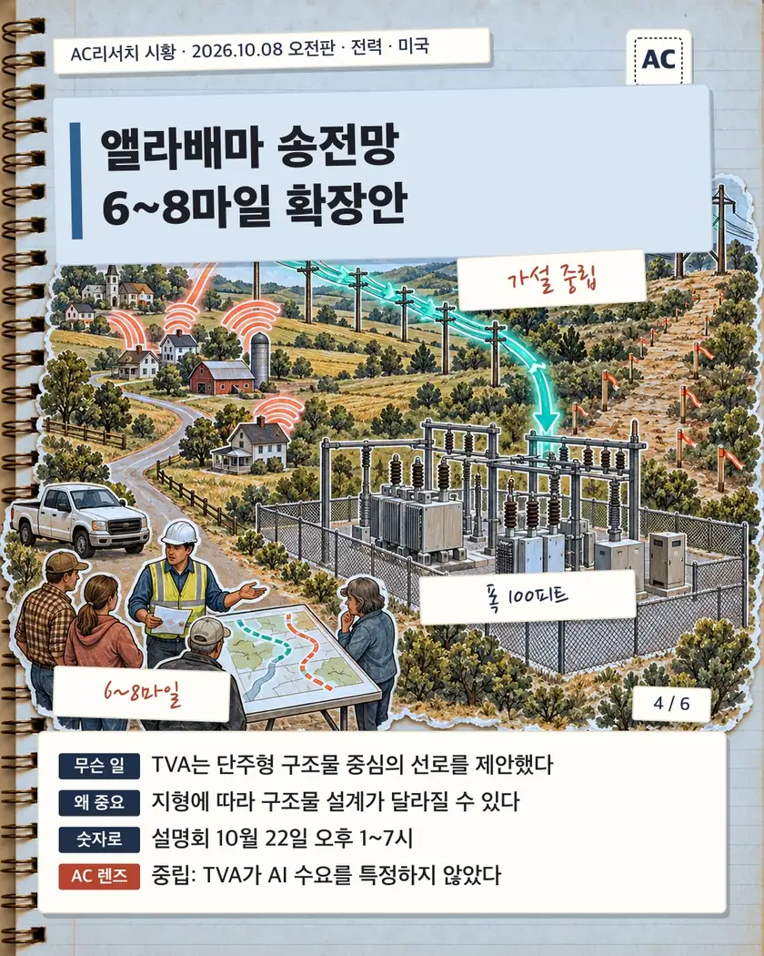 앨라배마 송전망 6~8마일 확장안