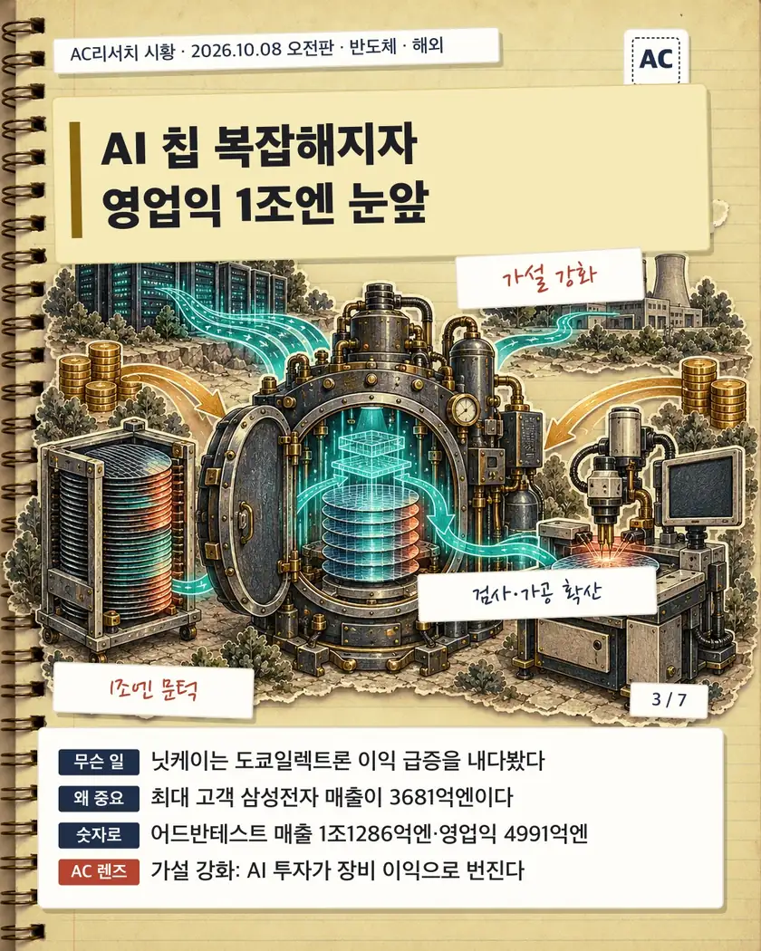 AI 칩 복잡해지자 영업익 1조엔 눈앞